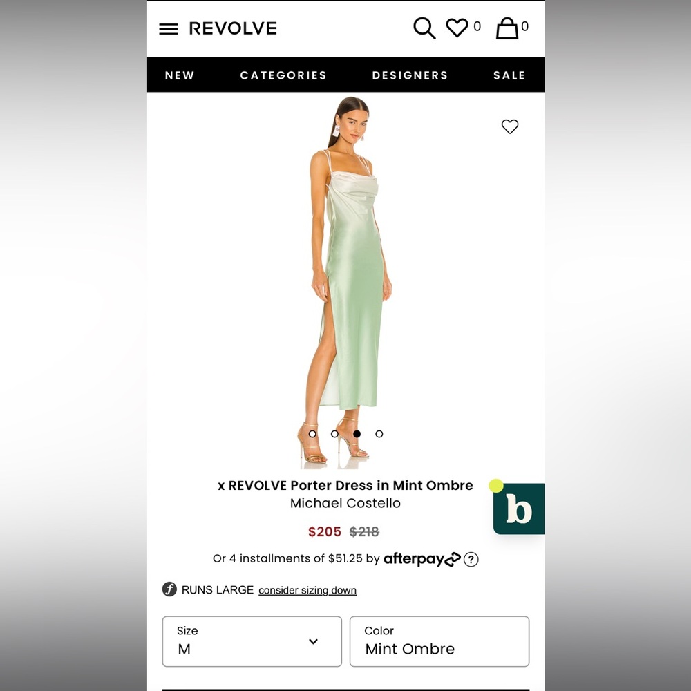 Brand new mint ombre Michael Costello Revolve Dress